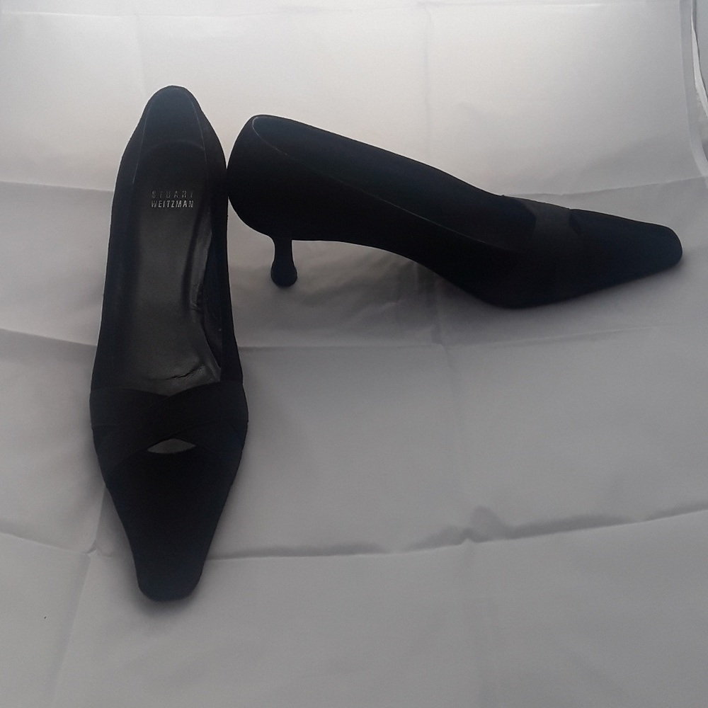 Stuart Weitzman Vintage Expo Blk Suede Pumps - Picture 2 of 5